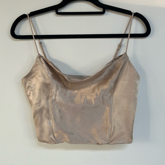 Zara Tops - HOST PICK 🤩  Zara satin effect crop top | Champagne gold